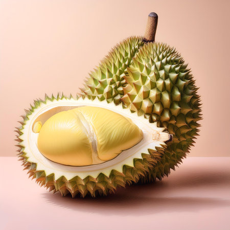 durian fruit, isolated on a pastelの写真素材