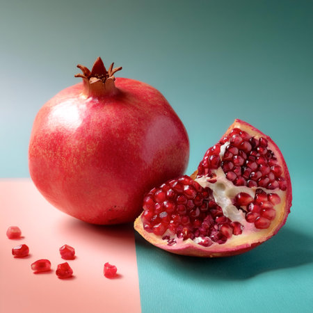 Pomegranate, isolated on a pastelの写真素材