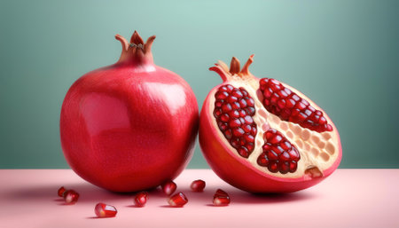 Pomegranate, isolated on a pastelの写真素材
