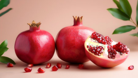 Pomegranate, isolated on a pastelの写真素材