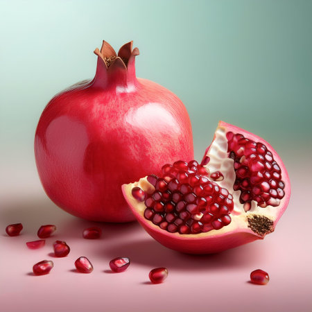 Pomegranate, isolated on a pastelの写真素材