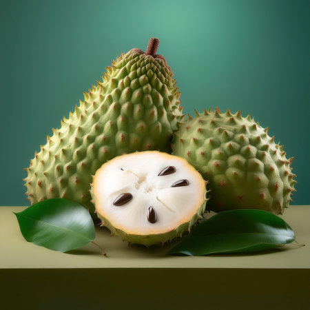 â€‹â€‹Soursop fruit, isolated on a pastel