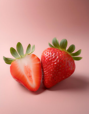 strawberry, isolated on a pastelの写真素材
