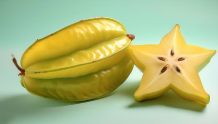 starfruit fruit, isolated on a pastelの写真素材