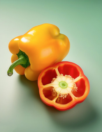 Paprika fruit, isolated on a pastelの写真素材