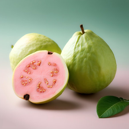 guava fruit, isolated on a pastel
