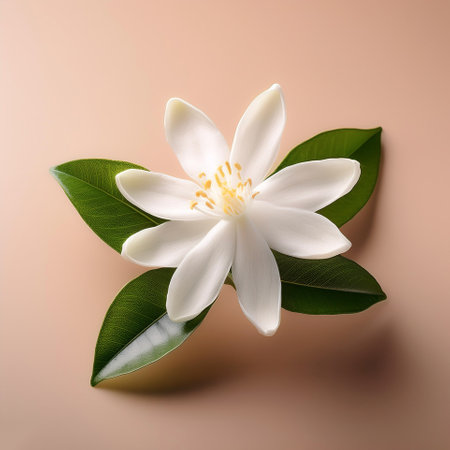 A Neroli blossom. White citrus tree bloom, isolated on a Pastel