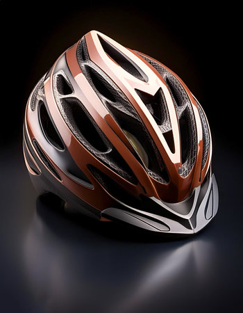 Bicycle Helmet, isolated on a dark blackの写真素材