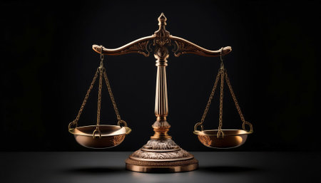 classic scales of justice, isolated on a dark black