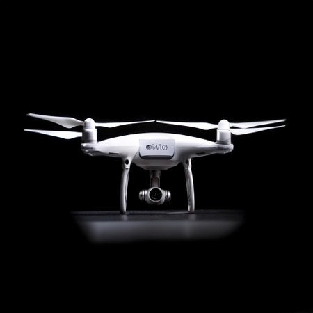 Drone, isolated on a dark black