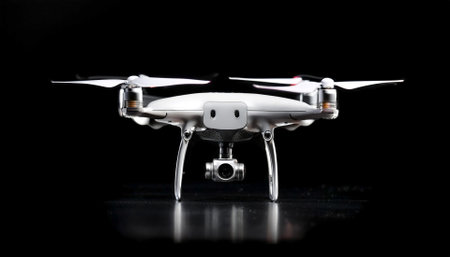 Drone, isolated on a dark black