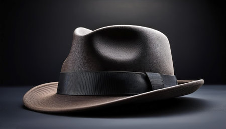 Fedora hat, isolated on a dark blackの写真素材