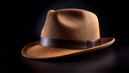 Fedora hat, isolated on a dark blackの写真素材
