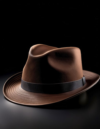 Fedora hat, isolated on a dark blackの写真素材