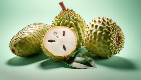 â€‹â€‹Soursop fruit, isolated on a pastel