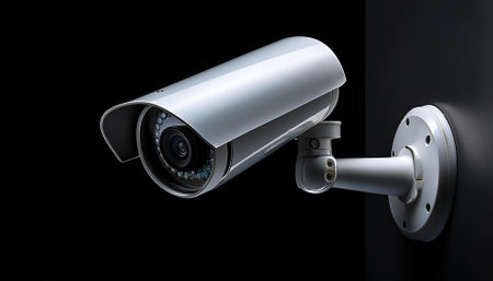 Home Security System or CCTV, isolated on a dark black