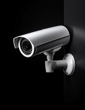 Home Security System or CCTV, isolated on a dark black