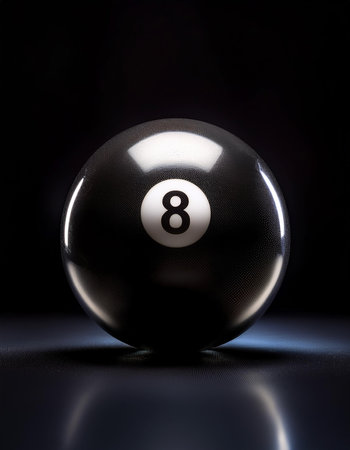 number 8 eight ball, the black ball, isolated on a dark black