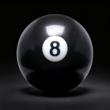 number 8 eight ball, the black ball, isolated on a dark black