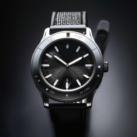 Smartwatch white screen, isolated on a metallic dark blackの写真素材