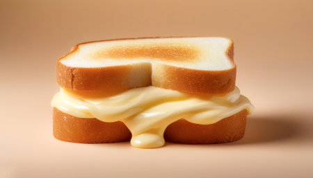 Sandwich with melted mayonnaise, isolated on a Light Pastelの写真素材