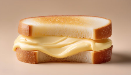 Sandwich with melted mayonnaise, isolated on a Light Pastelの写真素材
