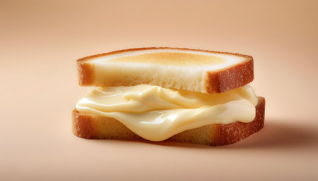 Sandwich with melted mayonnaise, isolated on a Light Pastelの写真素材