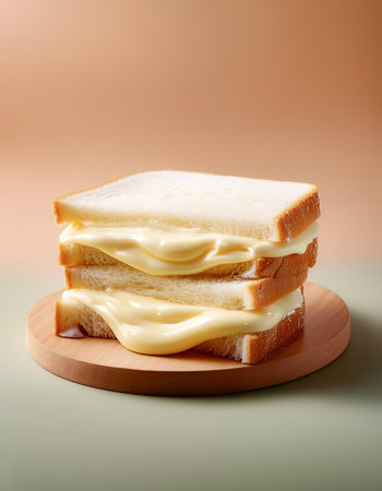 Sandwich with melted mayonnaise, isolated on a Light Pastel