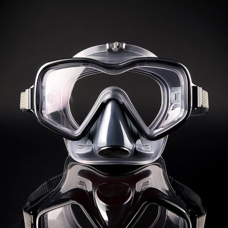 snorkel gear, isolated on a dark blackの写真素材