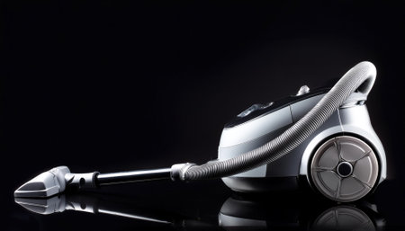 vacuum cleaner, isolated on a dark blackの写真素材
