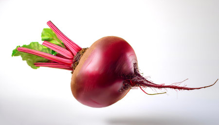 Beetroot floating or flying isolated white background