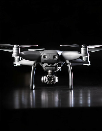 Drone, isolated on a dark blackの写真素材