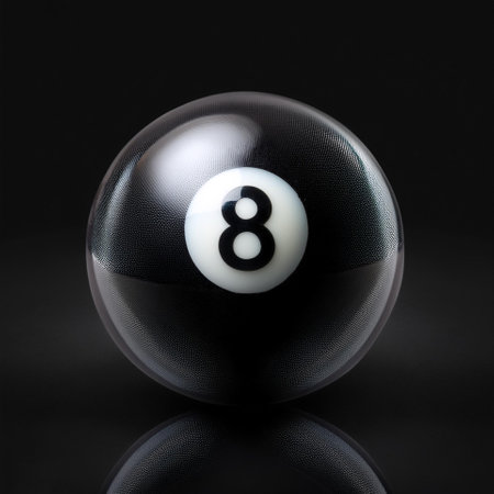 number 8 eight ball, the black ball, isolated on a dark black