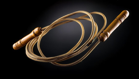 Rope Skipping floating or flying, isolated on a Dark black