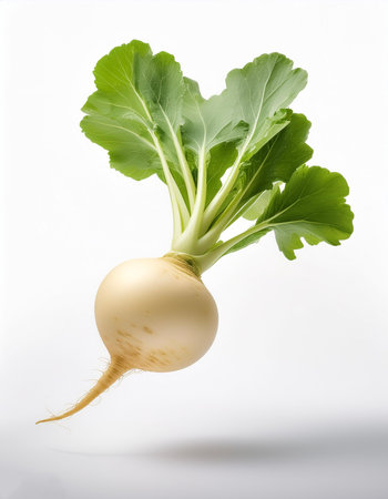 Turnip floating or flying isolated white background