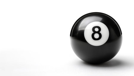 number 8 eight ball, the black ball, used in pool billiard games on side position provides copy...