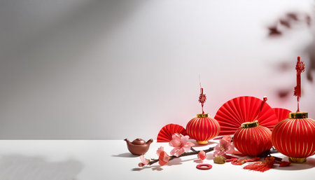 background concept to celebrate lunar new year on a white backgroundの写真素材