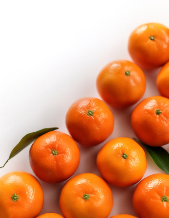 mandarin oranges pattern with side position provides copy space for text. background concept isolated whiteの写真素材
