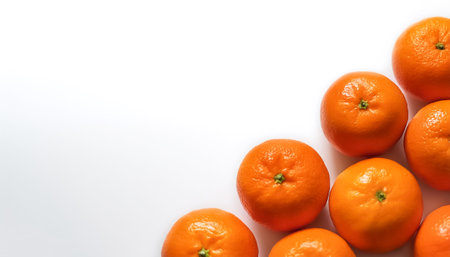 mandarin oranges pattern with side position provides copy space for text. background concept isolated whiteの写真素材