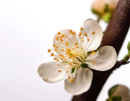Plum blossoms, to celebrate lunar new year on a white backgroundの写真素材