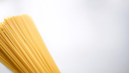 Spaghetti pattern on side position provides copy space for text. background concept isolated whiteの写真素材