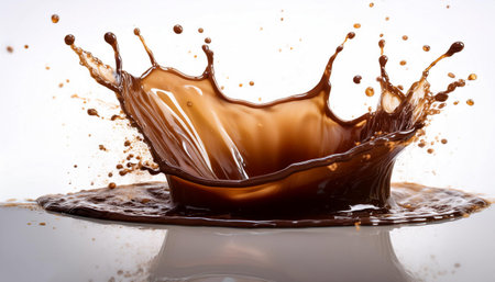 A dynamic splash of spilled coffee forming an abstract stain with realistic textureの写真素材