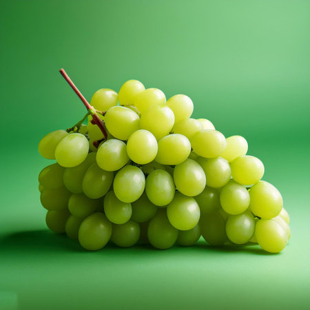 bunch of grapes isolated on soft green backgroundの写真素材