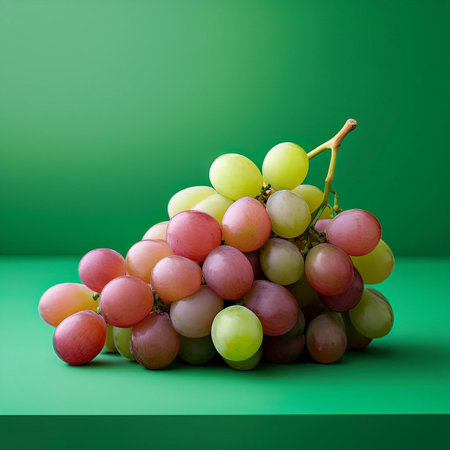 bunch of grapes isolated on soft green backgroundの写真素材