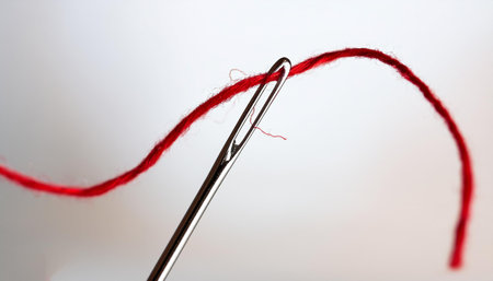 Sewing needle with red thread
