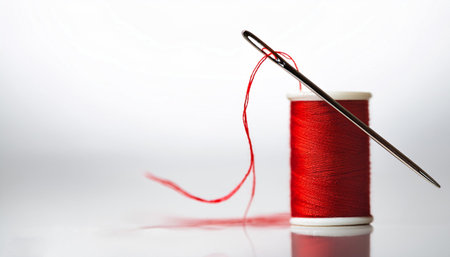 Sewing needle with red thread