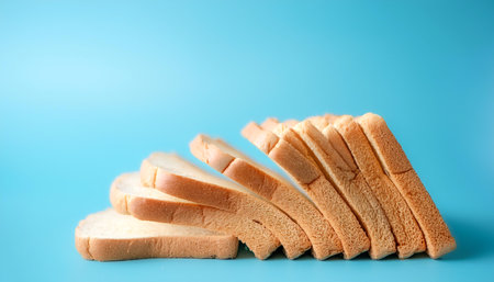Delicious bread slices on side position provides copy space for text. background concept isolated...