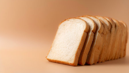 Delicious bread slices on side position provides copy space for text. background concept isolated...