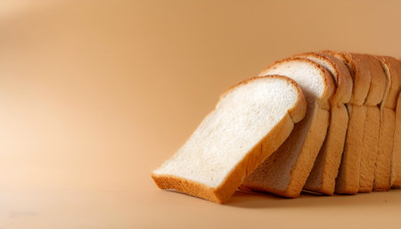 Delicious bread slices on side position provides copy space for text. background concept isolated...