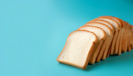 Delicious bread slices on side position provides copy space for text. background concept isolated...